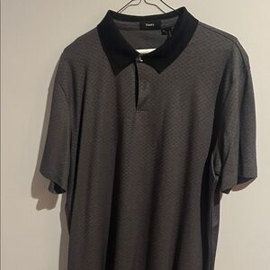 Theory Men's Gray Polo with Black Collar